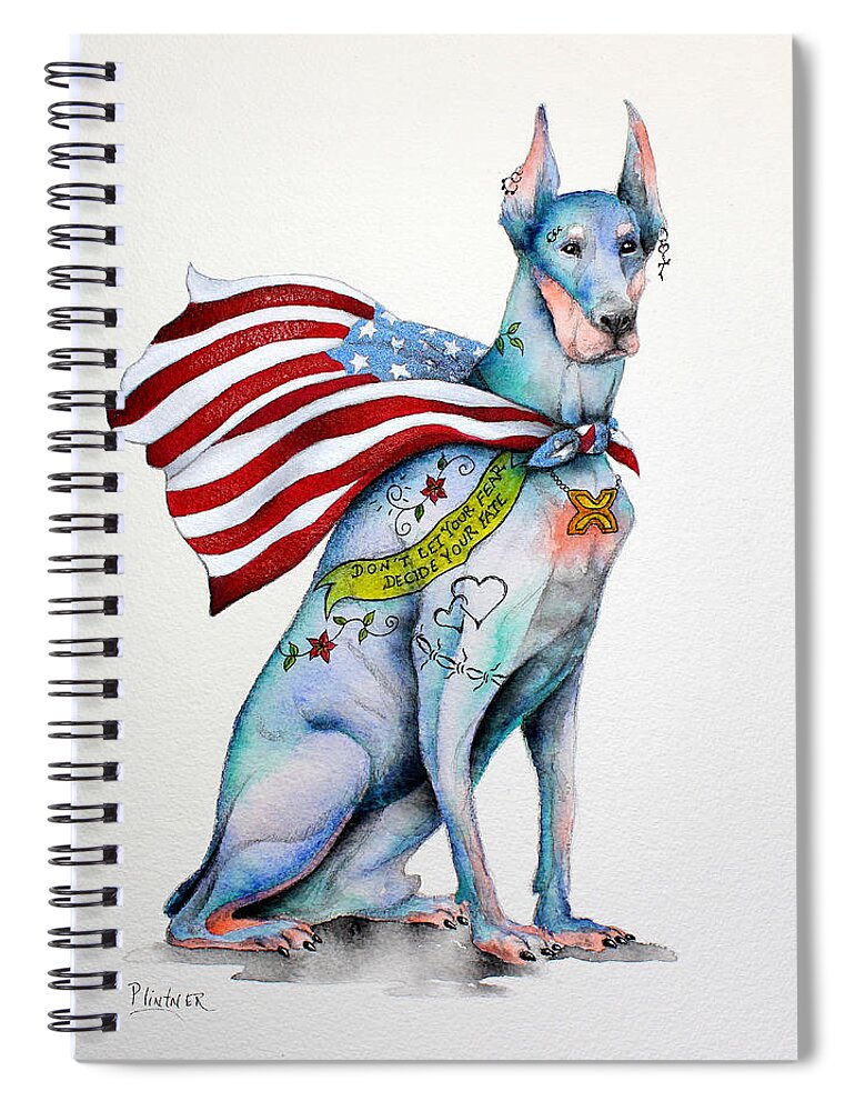 Doberman Pinscher Art Spiral Notebook featuring the painting Doberman Napolean by Patricia Lintner
