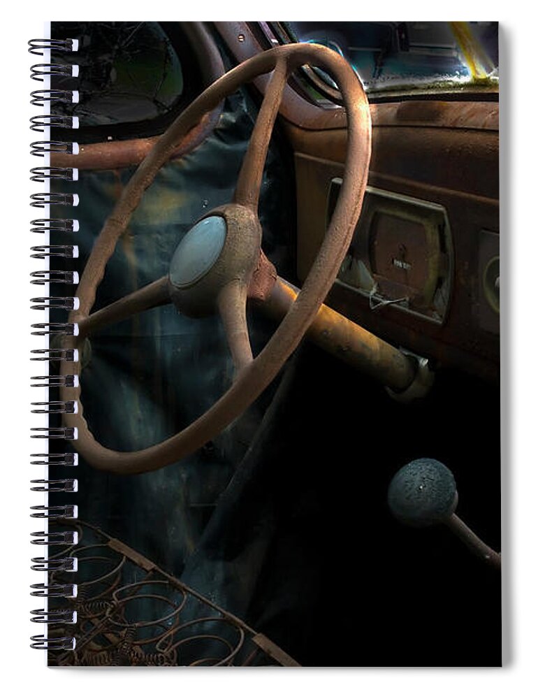 Dodge Spiral Notebook featuring the photograph Dodge rusty dashboard by Micah Offman