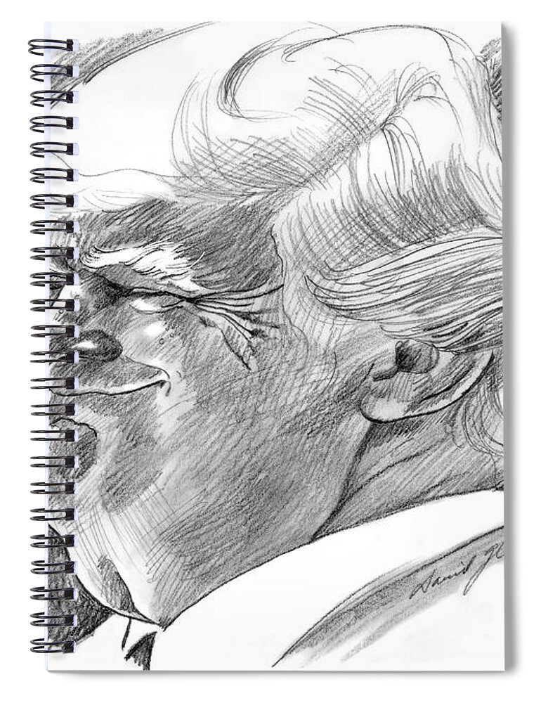 Donald Spiral Notebook featuring the drawing Donald Trump by David Lloyd Glover