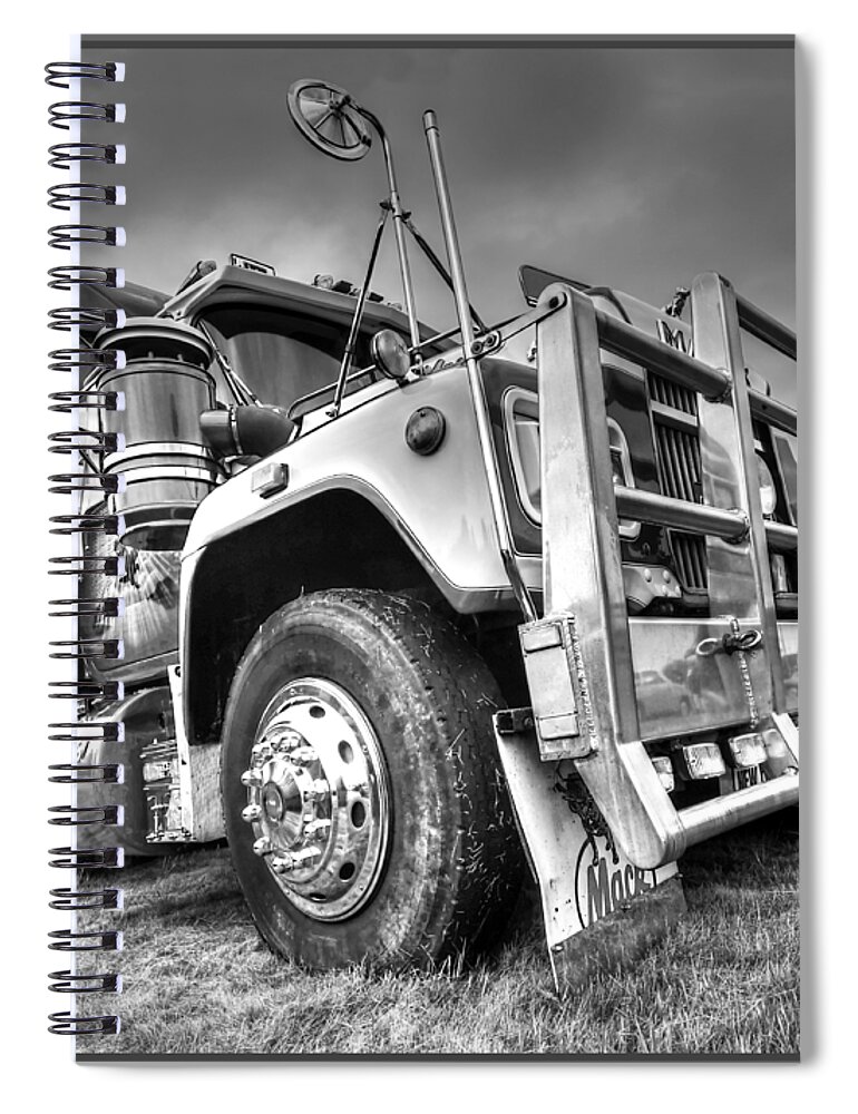 Big Rig Spiral Notebook featuring the photograph Done Hauling - Black and White by Gill Billington