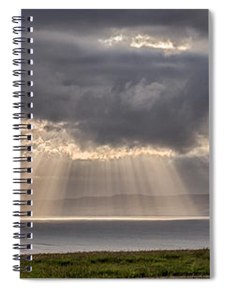 Mussenden Spiral Notebook featuring the photograph Donegal Sunburst by Nigel R Bell