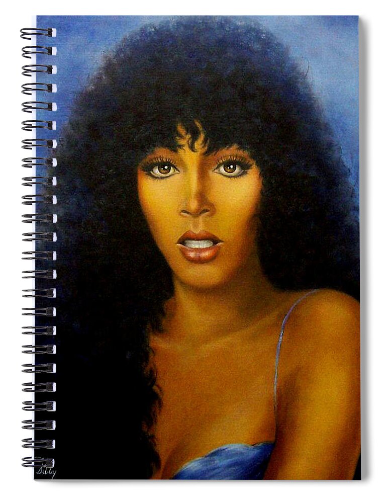 Donna Spiral Notebook featuring the painting Donna Summers by Loxi Sibley