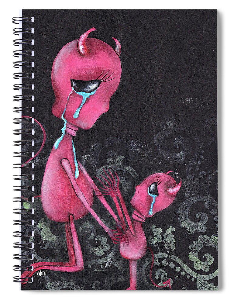 Devils Spiral Notebook featuring the painting Don't Leave by Abril Andrade