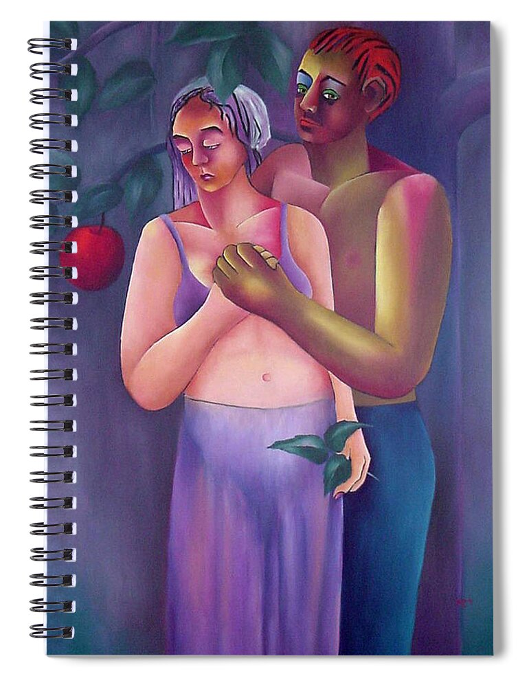 Figurative Spiral Notebook featuring the painting Don't Touch by Karin Eisermann