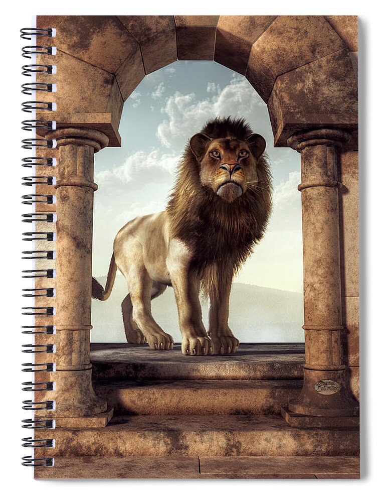  Spiral Notebook featuring the digital art Door to the Lion's Kingdom by Daniel Eskridge