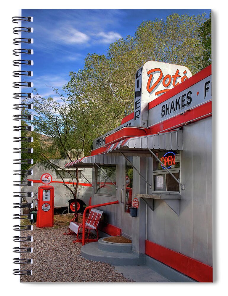 Diner Spiral Notebook featuring the photograph Dot's Diner in Bisbee by Charlene Mitchell