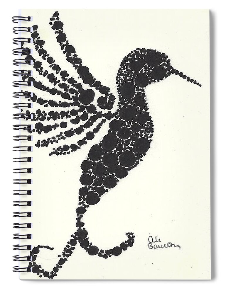 Hummingbird Spiral Notebook featuring the drawing Dottie by Ali Baucom