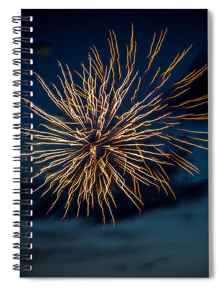 Fireworks Spiral Notebook featuring the photograph Double Explosion by Robert Bales