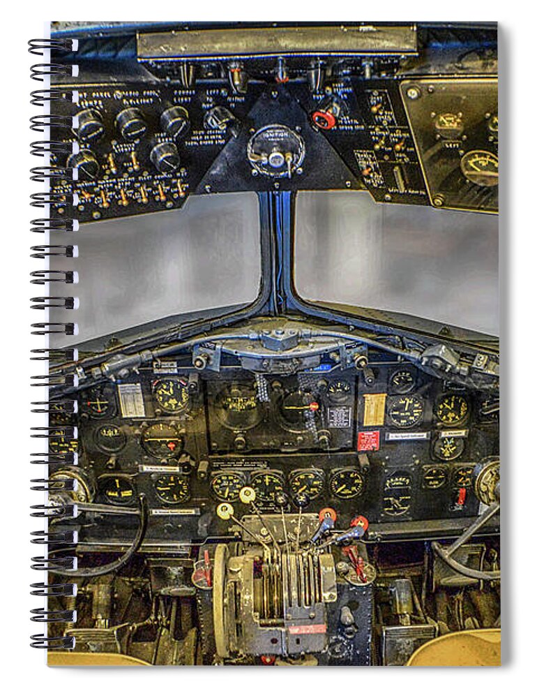 Douglas C-47 Skytrain Cockpit Spiral Notebook featuring the photograph Douglas C-47 Skytrain Cockpit by Tommy Anderson