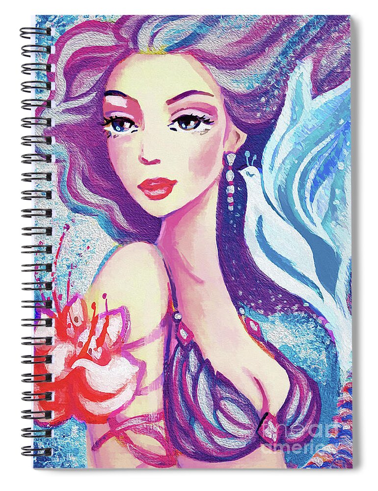 Sea Goddess Spiral Notebook featuring the painting Dove Mermaid by Eva Campbell