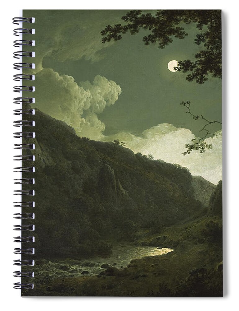 Nocturne Spiral Notebook featuring the painting Dovedale by Moonlight by Joseph Wright of Derby