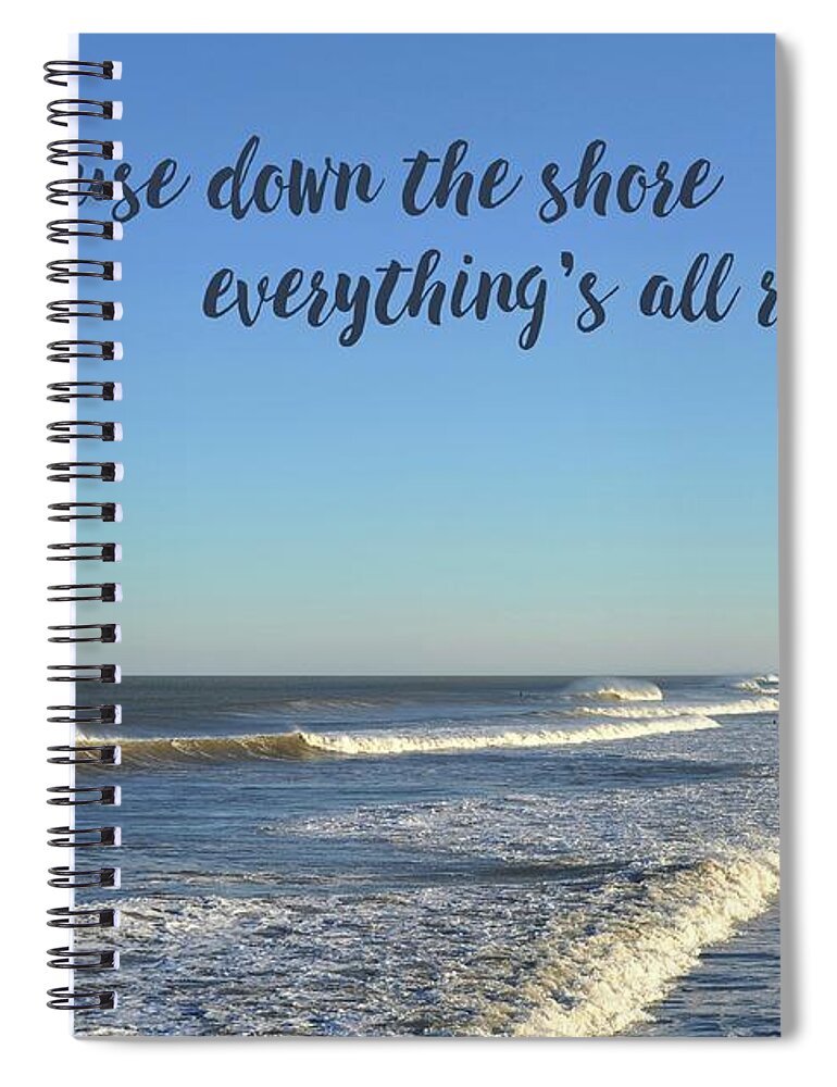 Terry D Photography Spiral Notebook featuring the photograph Down The Shore Seaside Heights Blue Quote by Terry DeLuco