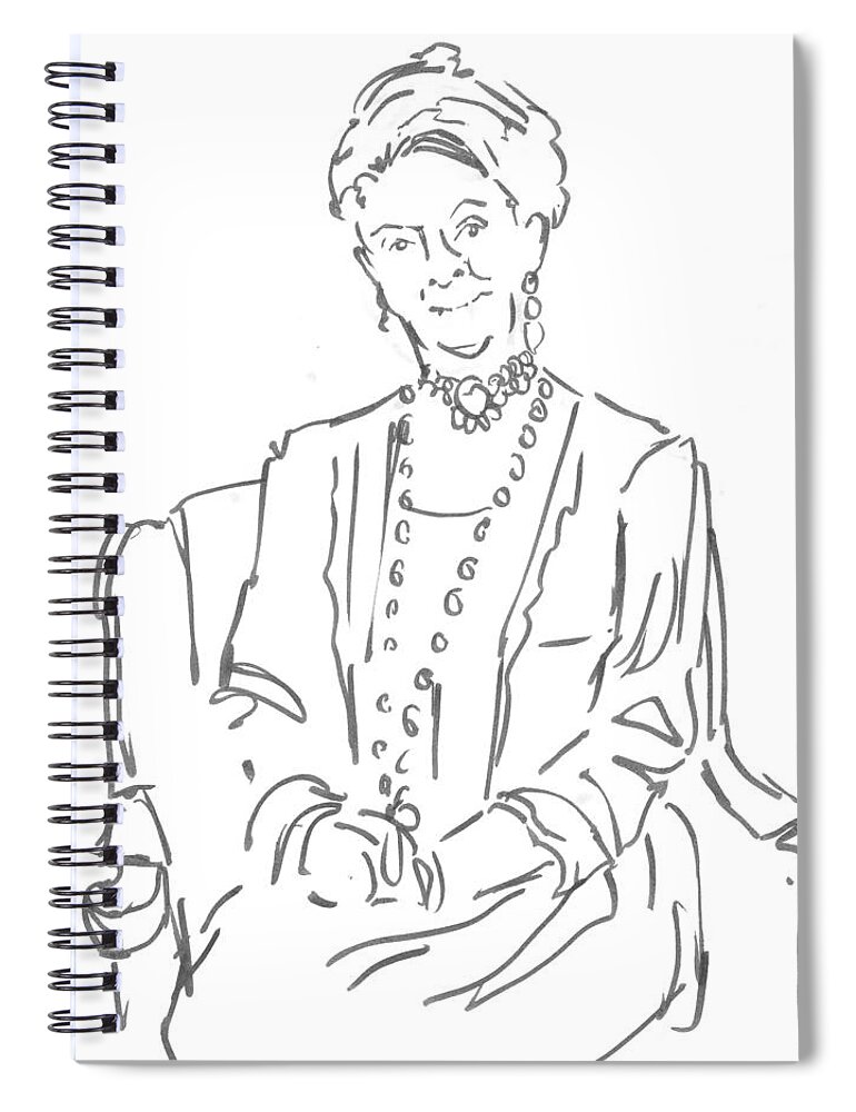 Downton Abbey Spiral Notebook featuring the drawing Downton Abbey - The Dowager Countess by Mike Jory