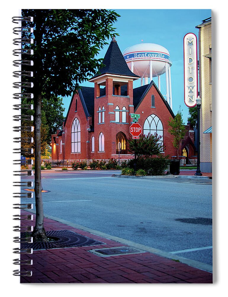 Arkansas Spiral Notebook featuring the photograph Downtown Bentonville Cityscape by Gregory Ballos