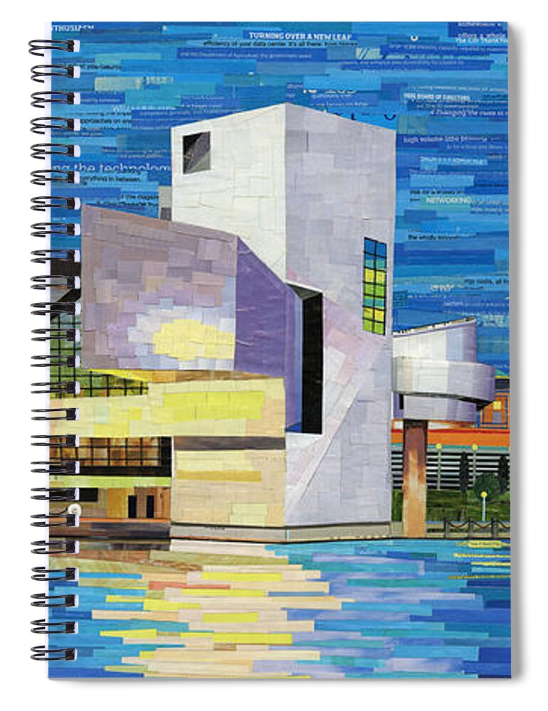 Cleveland Spiral Notebook featuring the mixed media Downtown Cleveland Skyline by Shawna Rowe