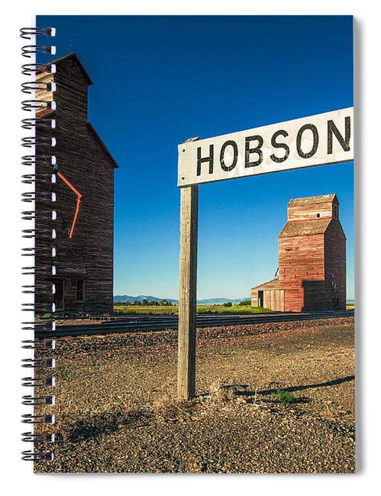 Grain Elevator Spiral Notebook featuring the photograph Downtown Hobson, Montana by Todd Klassy