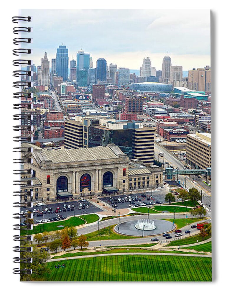 Union Station Spiral Notebook featuring the photograph Downtown Kansas City from Liberty Memorial Tower by Catherine Sherman