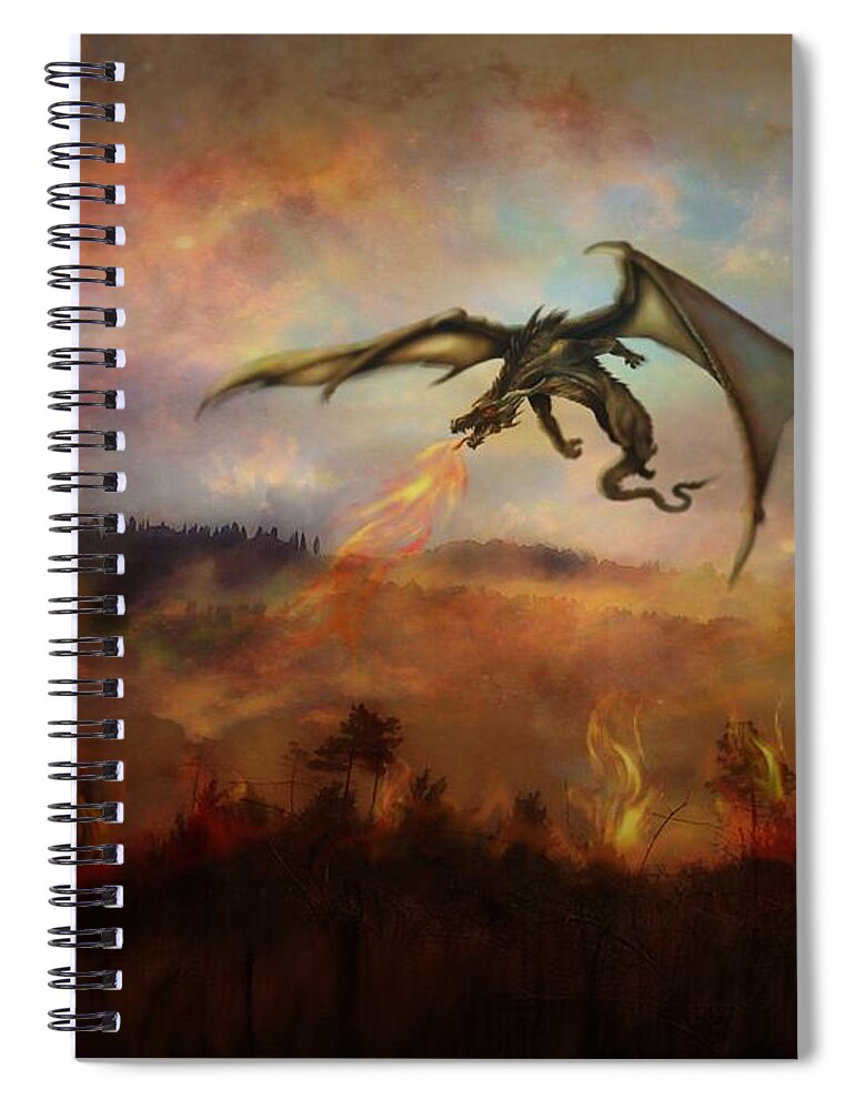 Dragon Spiral Notebook featuring the digital art Dracarys by Lilia D