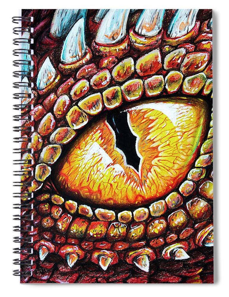 Dragon Spiral Notebook featuring the drawing Dragon Eye by Aaron Spong