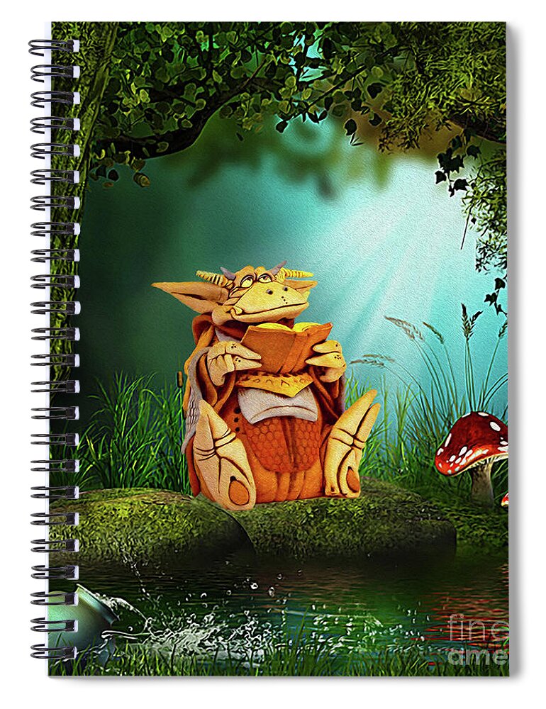 Surreal Spiral Notebook featuring the digital art Dragon Tales by Kathy Kelly