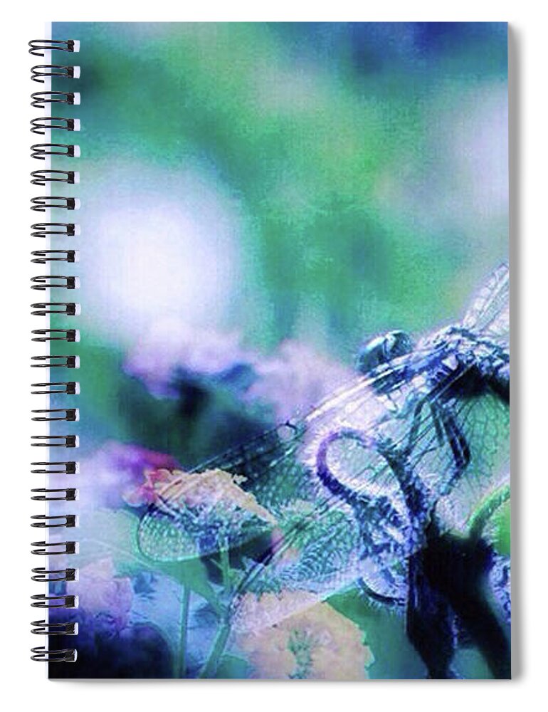 Dragonfly Spiral Notebook featuring the photograph Dragonfly on Lantana-Blue by Toma Caul
