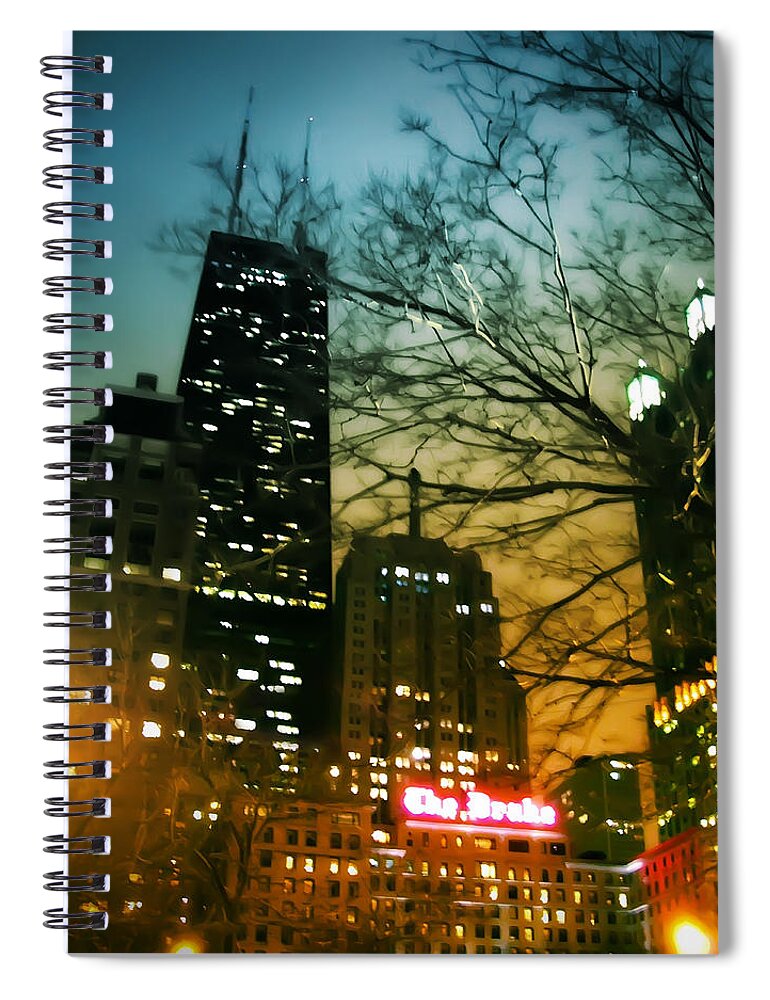 Chicago Spiral Notebook featuring the photograph Drake Palmolive Hancock by Scott Norris