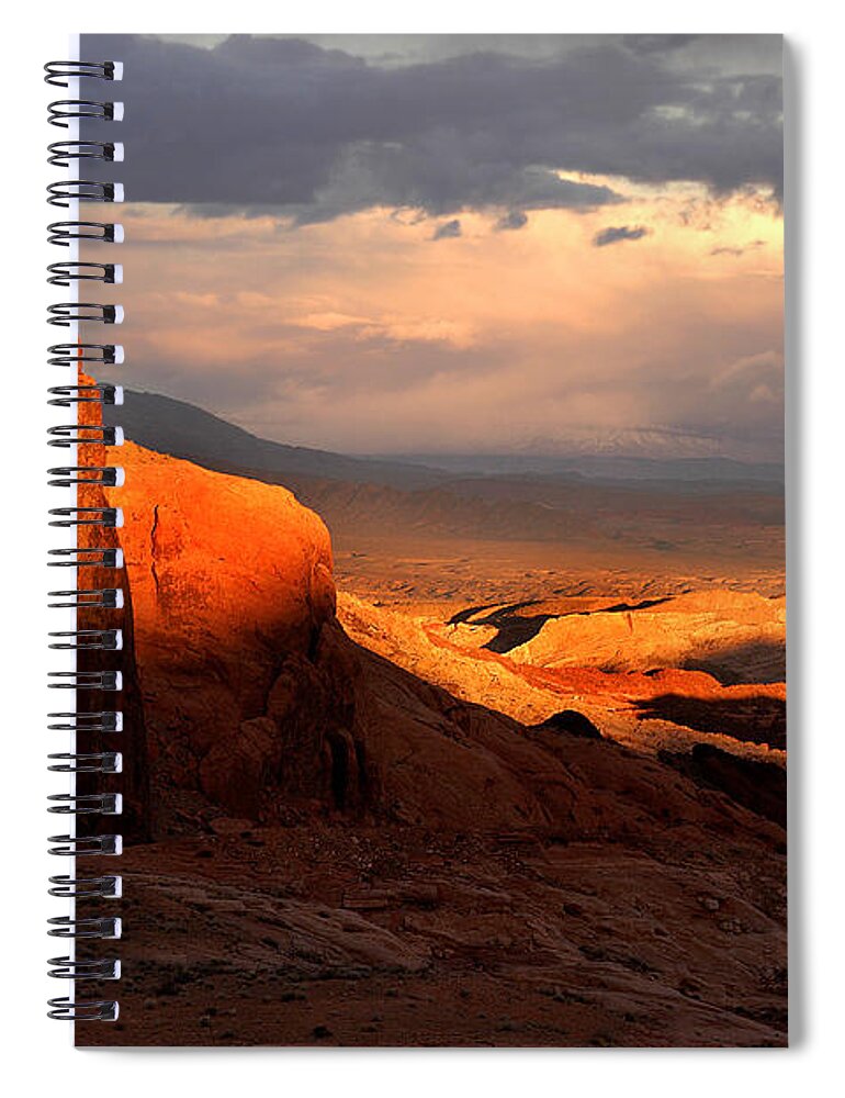 Dramatic Spiral Notebook featuring the photograph Dramatic Desert Sunset by Ted Keller