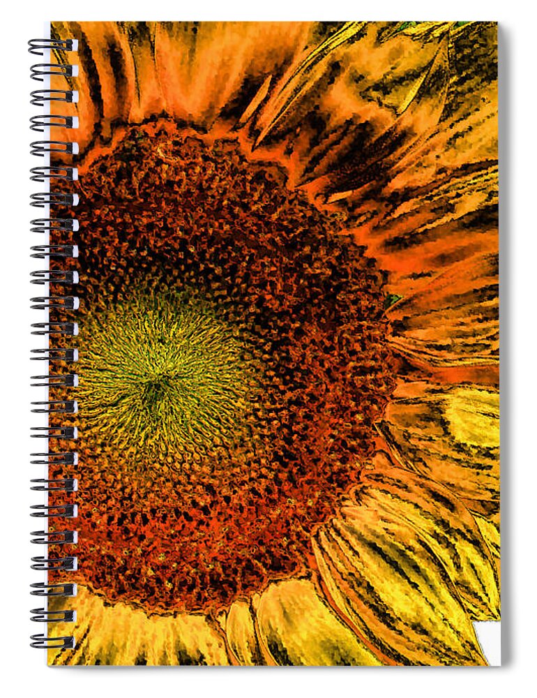 Sunflower Spiral Notebook featuring the photograph Dramatic Sunflower by Kristin Elmquist