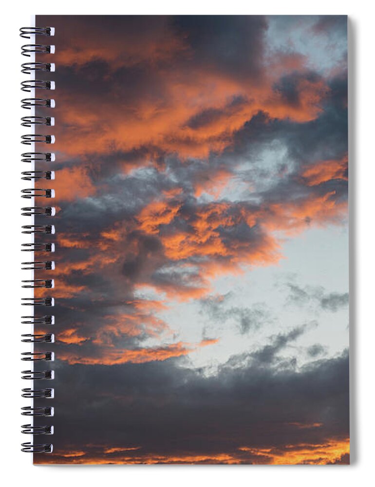 Stormy Clouds Spiral Notebook featuring the photograph Dramatic sunset sky with orange cloud colors by Michalakis Ppalis