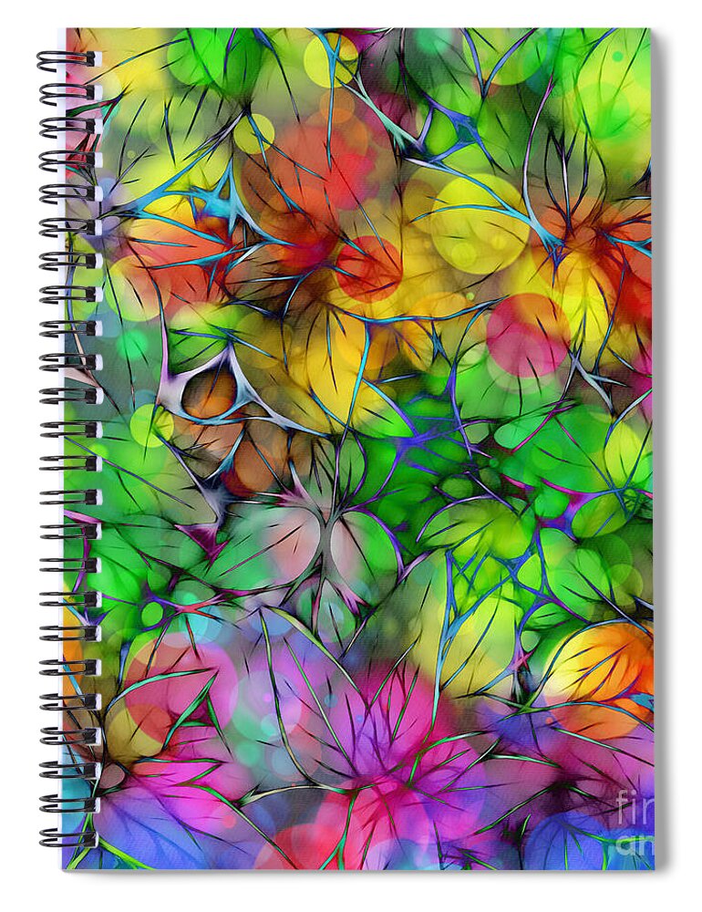 Abstract Spiral Notebook featuring the digital art Dream Colored Leaves by Klara Acel