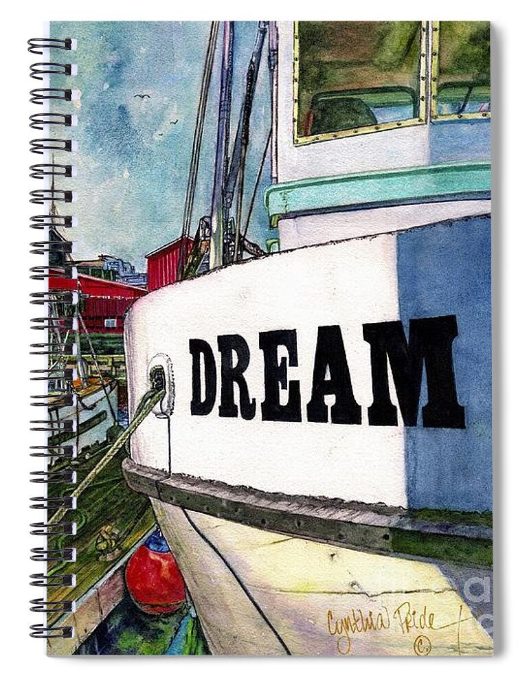 Cynthia Pride Watercolor Paintings Spiral Notebook featuring the painting Dream by Cynthia Pride