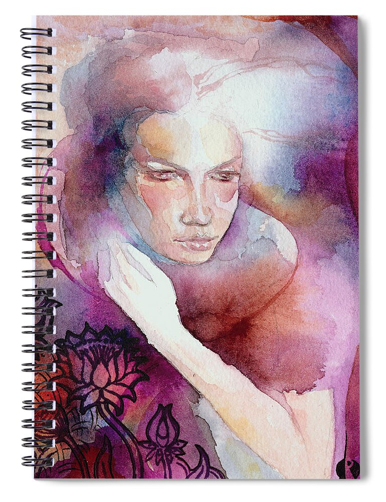 Watercolor Spiral Notebook featuring the painting Dream Lotus by Ragen Mendenhall