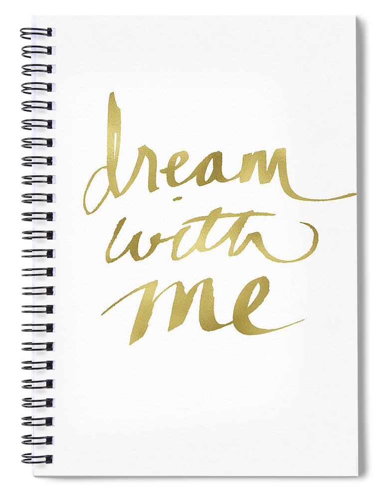 Dream Spiral Notebook featuring the painting Dream With Me Gold- Art by Linda Woods by Linda Woods
