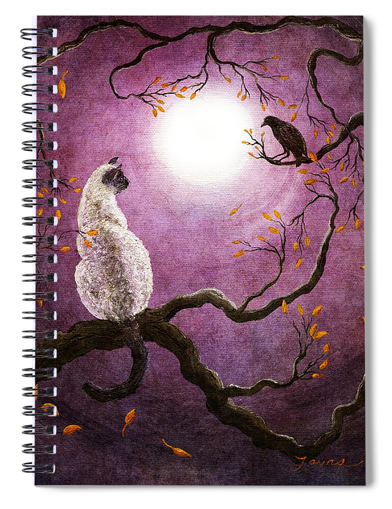 Fantasy Spiral Notebook featuring the painting Dreaming of a Raven by Laura Iverson
