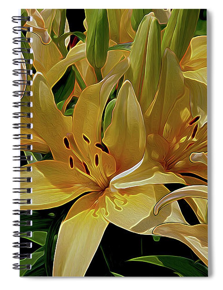 Lilly Spiral Notebook featuring the mixed media Dreaming of Lilies by Lynda Lehmann