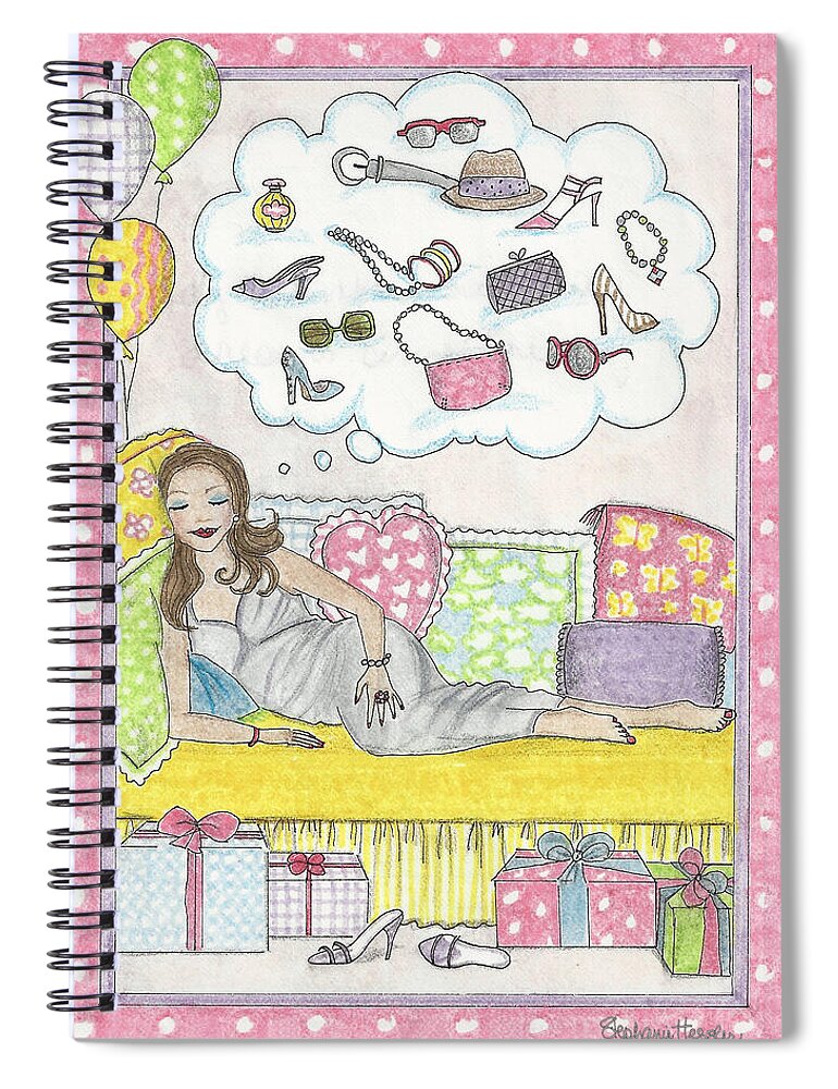 Dreams Spiral Notebook featuring the mixed media Dreams by Stephanie Hessler