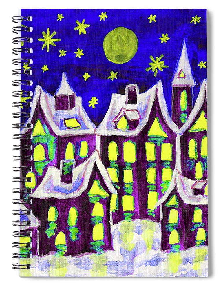 Visual Spiral Notebook featuring the painting Dreamstown lilac, painting by Irina Afonskaya