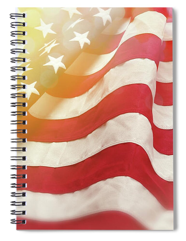 American Flag Spiral Notebook featuring the photograph Dreamy USA flag 1 by Les Cunliffe