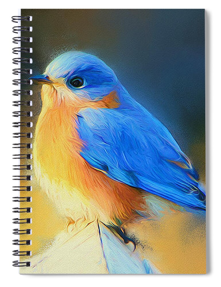 Bluebird Spiral Notebook featuring the painting Dressed In Blue by Tina LeCour