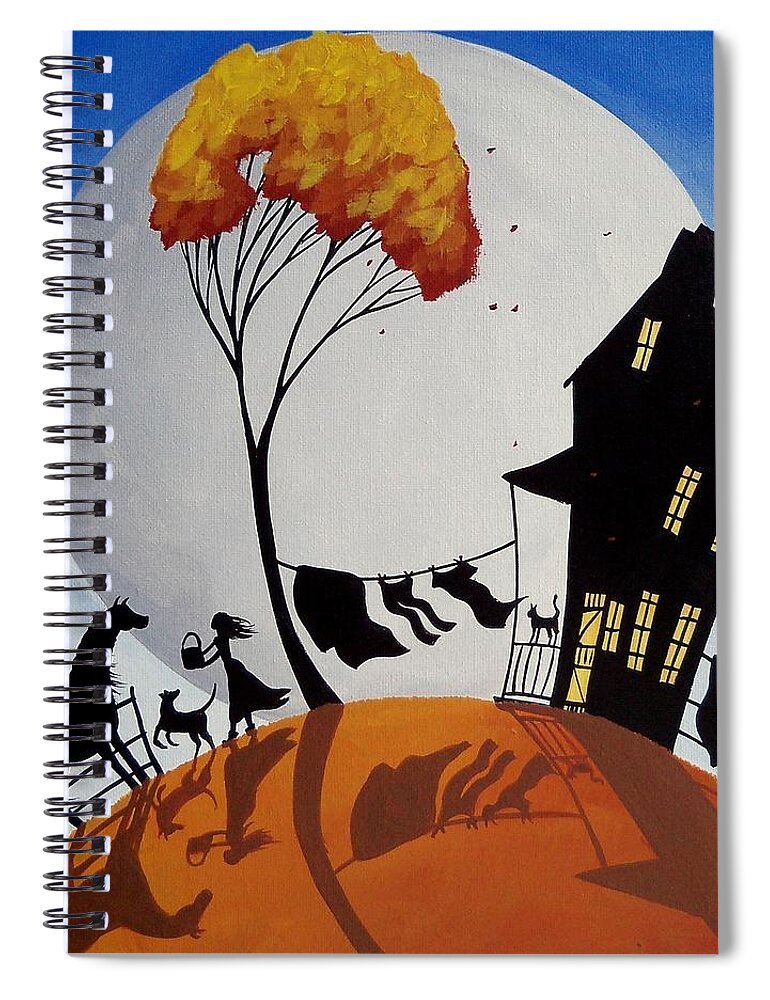Landscape Spiral Notebook featuring the painting Drink Of Water - silhouette farm landscape by Debbie Criswell