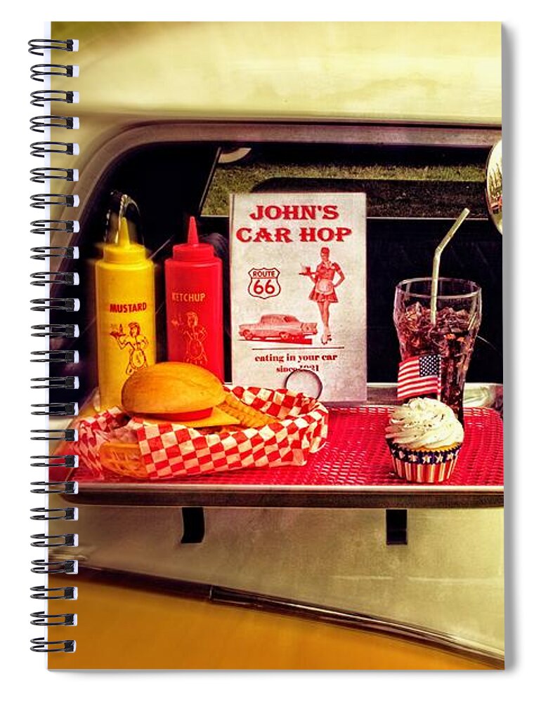 Car Spiral Notebook featuring the photograph John's Car Hop by Doc Braham