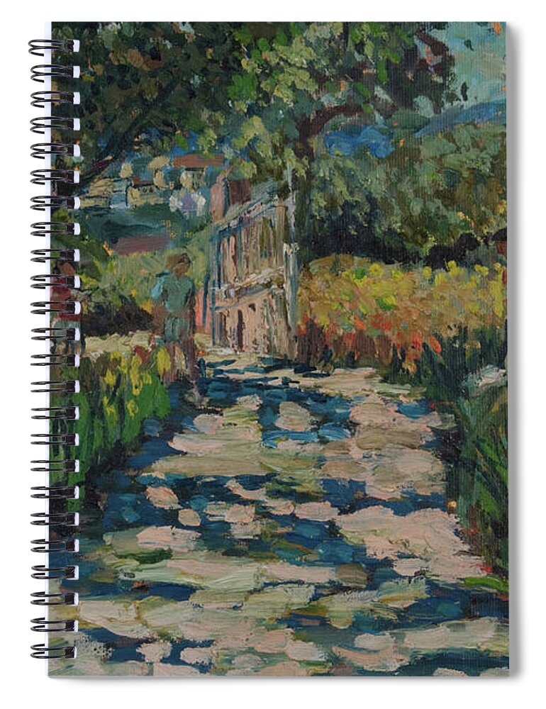 Painting Spiral Notebook featuring the painting Driveway to Neil Youngs villa on Skopelos by Peregrine Roskilly