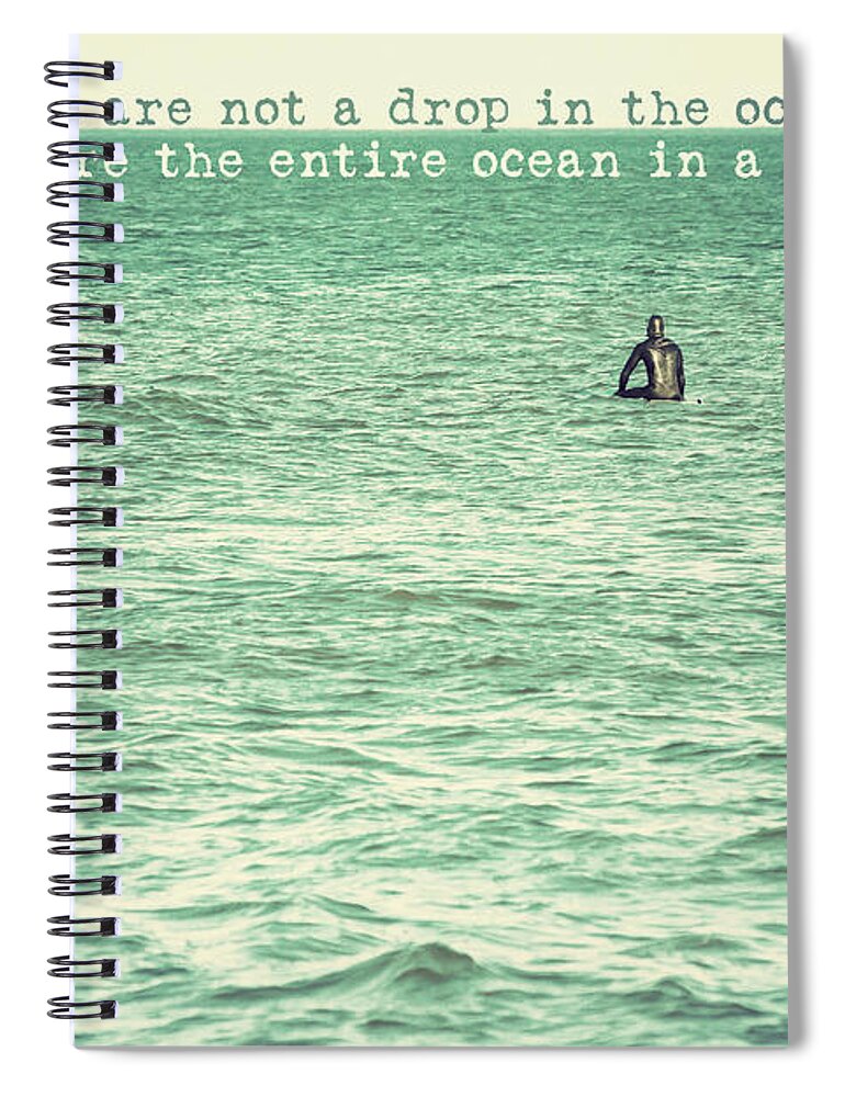 Terry D Photography Spiral Notebook featuring the photograph Drop In The Ocean Surfer Vintage by Terry DeLuco