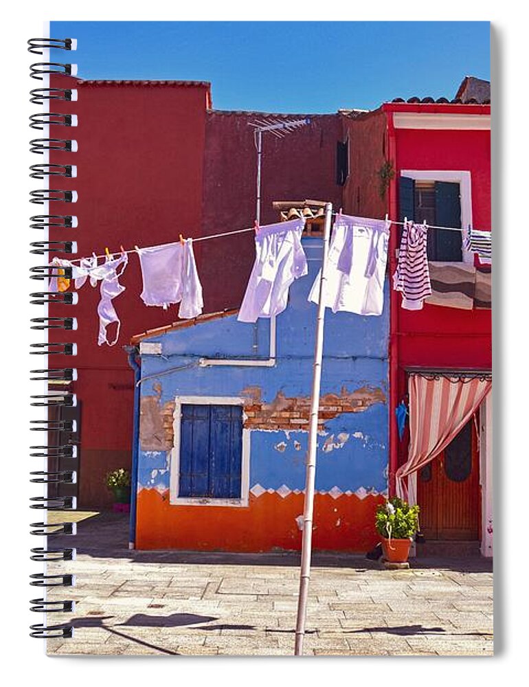 Burano Spiral Notebook featuring the photograph Drying Time by Shannon Kelly