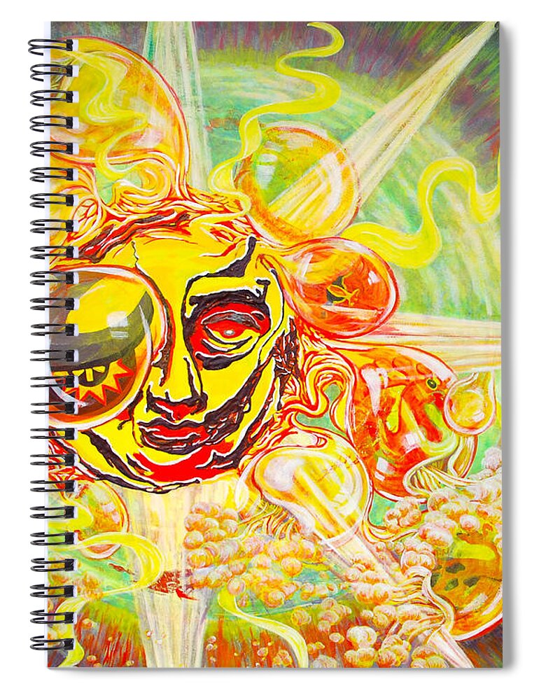 Cbs Sun Art Spiral Notebook featuring the painting 2015 CBS Sunday Morning Sun Art-Solar Flares by Gail Allen