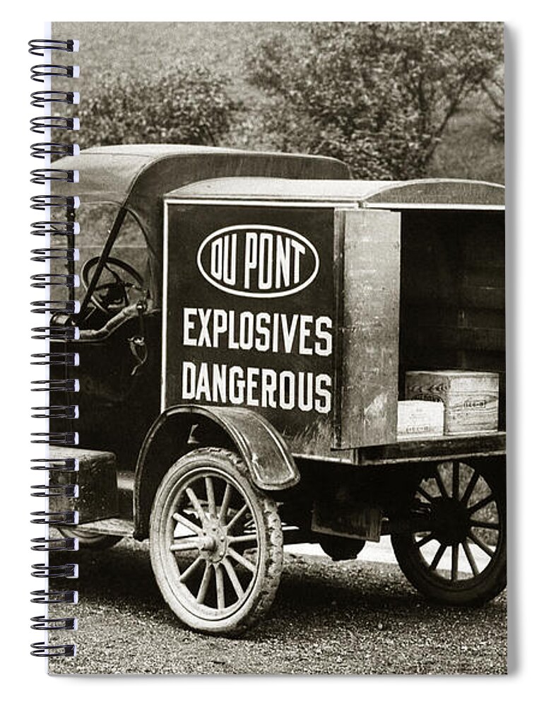 Du Pont Spiral Notebook featuring the photograph Du Pont Co. Explosives Truck Pennsylvania Coal Fields 1916 by Arthur Miller