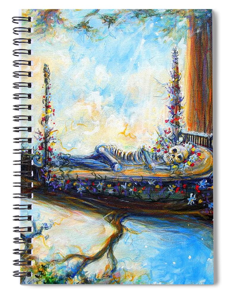 Sleeping Spiral Notebook featuring the painting Duermase by Heather Calderon