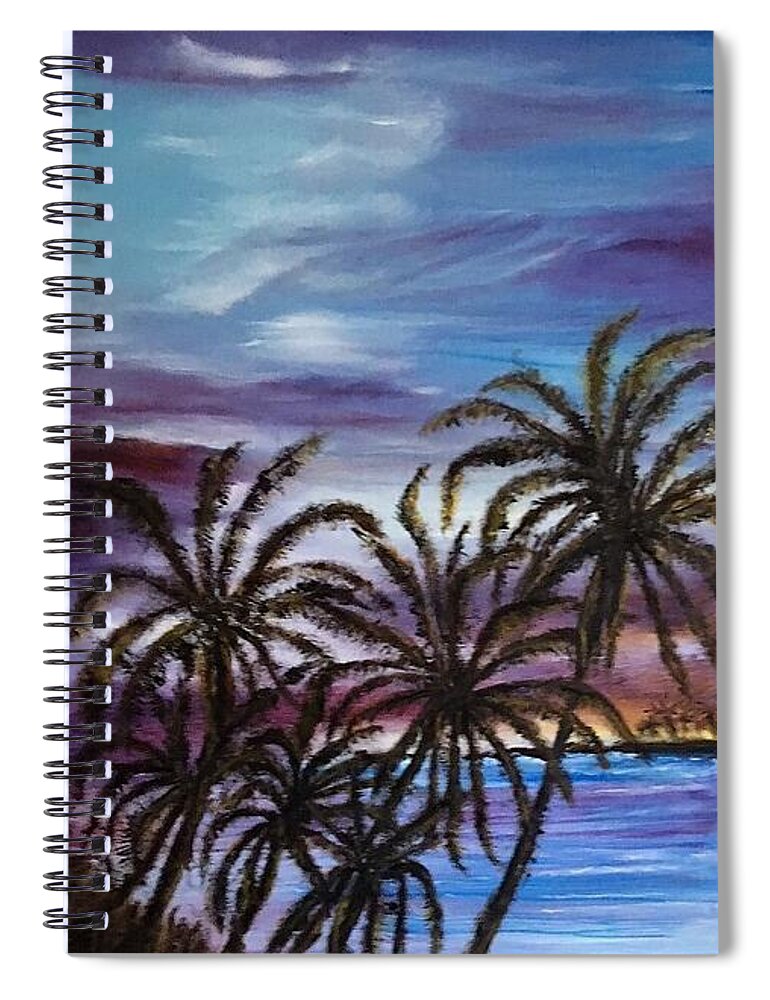 Seascape Spiral Notebook featuring the painting Dusk at Palm Beach by Michael Silbaugh