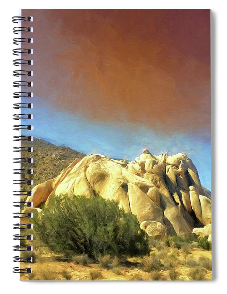 Dust Storm Spiral Notebook featuring the painting Dust Storm Over Joshua Tree by Dominic Piperata