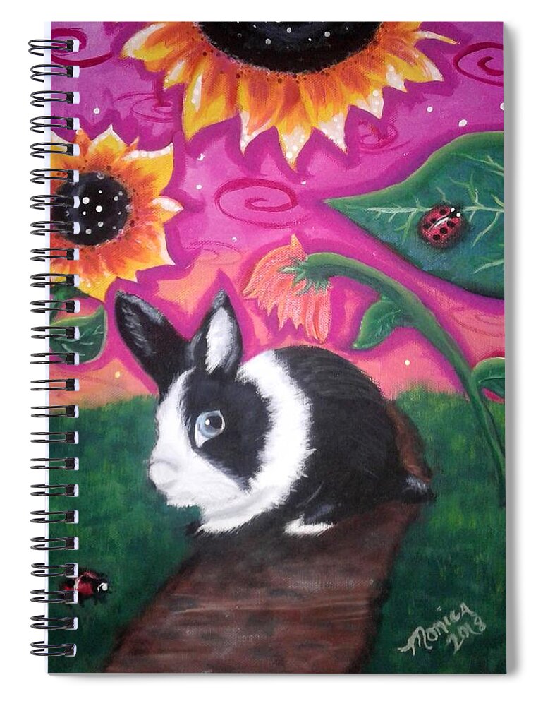 Dutch Bunny Spiral Notebook featuring the painting Dutch Bunny At Dusk by Monica Resinger